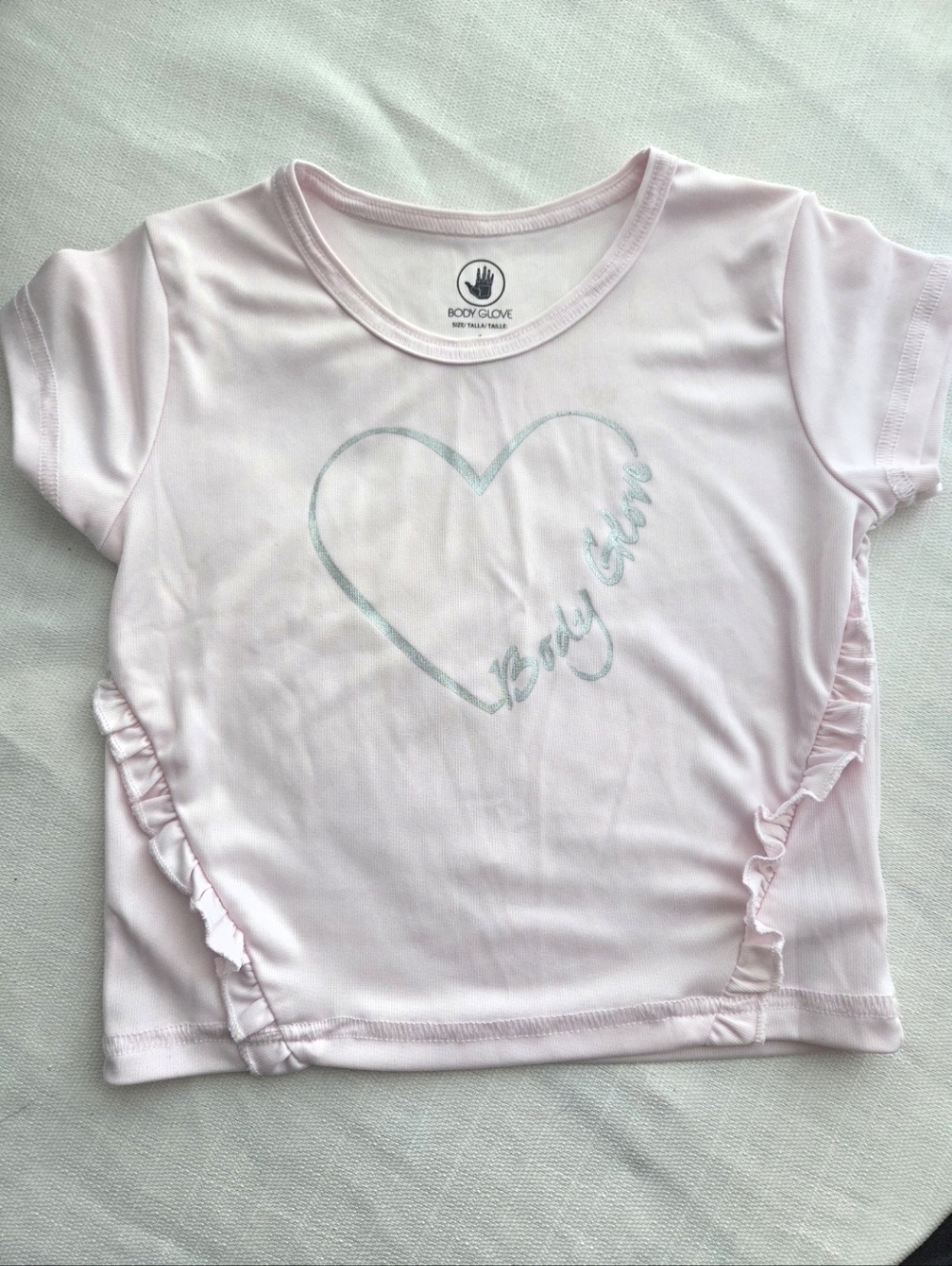 Body Glove Light Pink Short Sleeve Swim Tee with Heart Graphic, Size 4T